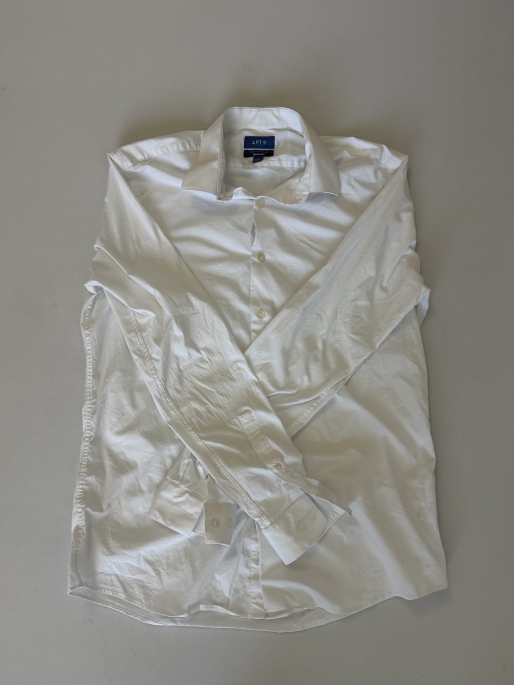APT.9 Premier Flex Slim Fit White Dress Shirt Men’s Large 16-16½ 36/37